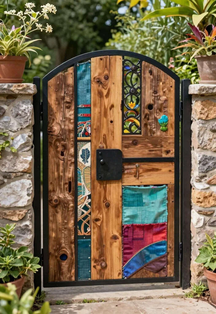 12 DIY Picket Gates for Weekend Warriors - 9. Mixed Material Gate 1