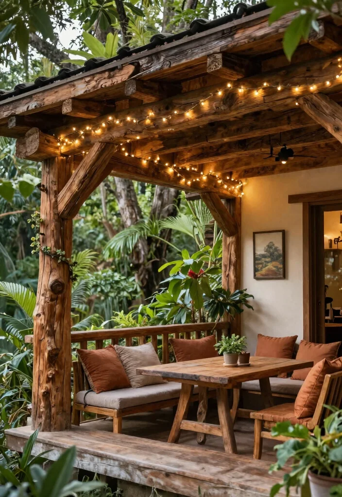 12 Wooden Ceiling Upgrades to Warm Apartment Balconies - 1. Rustic Wooden Beams 1