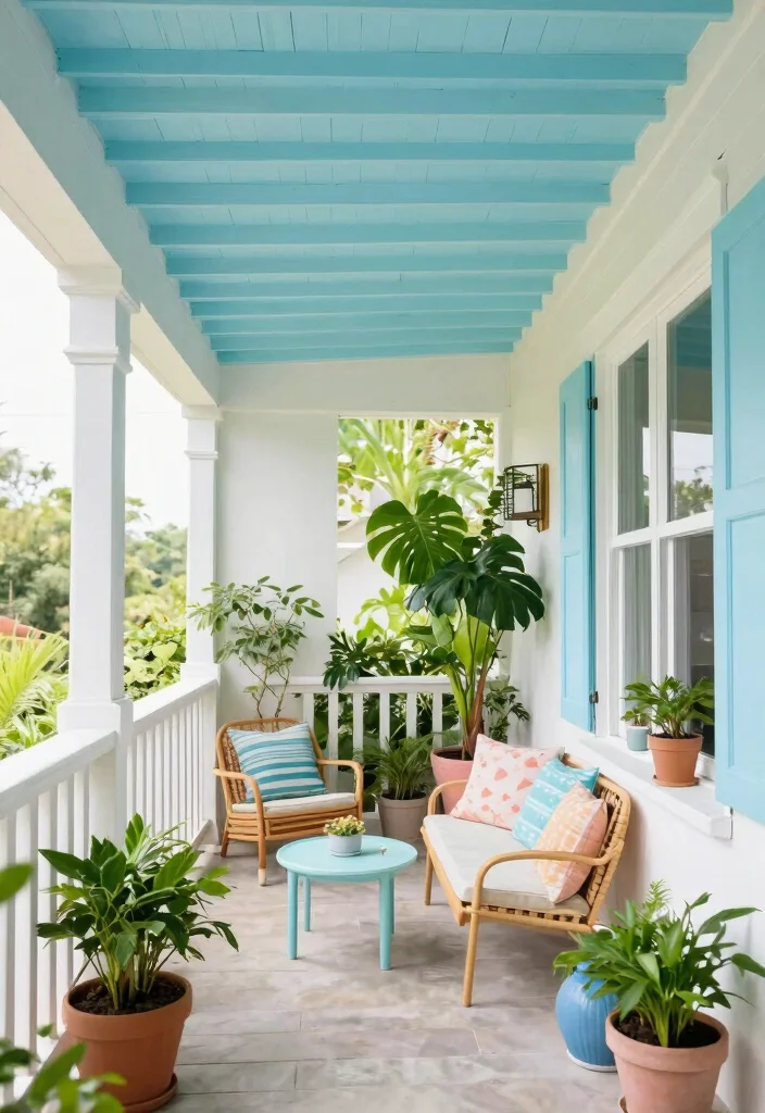 12 Wooden Ceiling Upgrades to Warm Apartment Balconies - 4. Painted Wood Ceiling 1