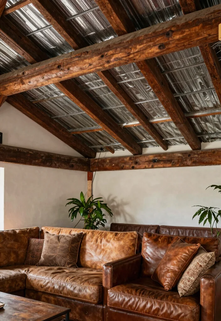 13 Authentic Rustic Tin Ceilings for Vintage Lovers - 3. Layered Textures with Tin and Wood 1