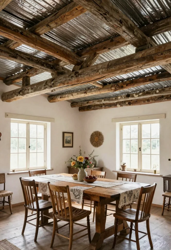 13 Authentic Rustic Tin Ceilings for Vintage Lovers - 6. Rustic Farmhouse Style Ceilings 1