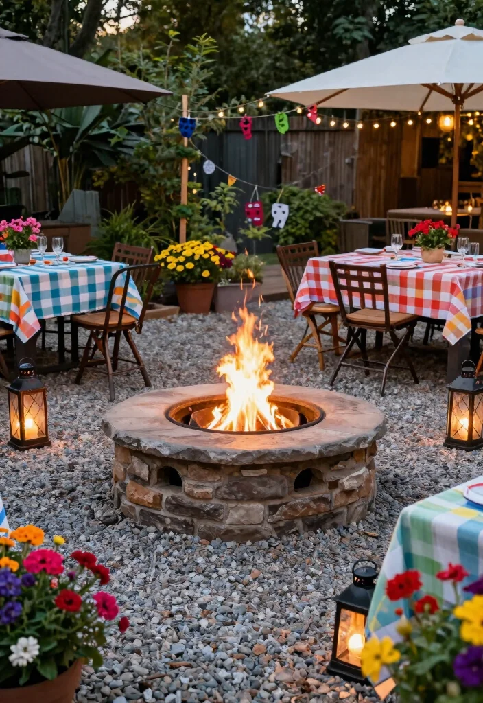 13 DIY Pea Gravel Fire Pit Setups for Beginners - 13. Fire Pit with Seasonal Decor 1