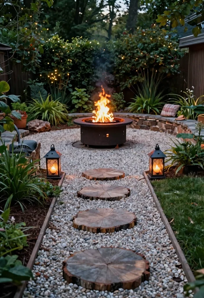 13 DIY Pea Gravel Fire Pit Setups for Beginners - 5. Fire Pit Surrounded by Pea Gravel Pathway 1
