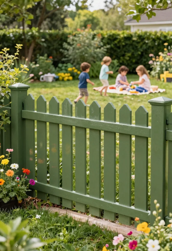 13 Fence Paint Colors That Hide Dirt from Active Families - 1. Earthy Olive Green 1