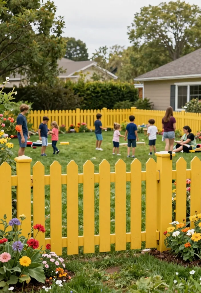 13 Fence Paint Colors That Hide Dirt from Active Families - 11. Cheerful Mustard Yellow 1