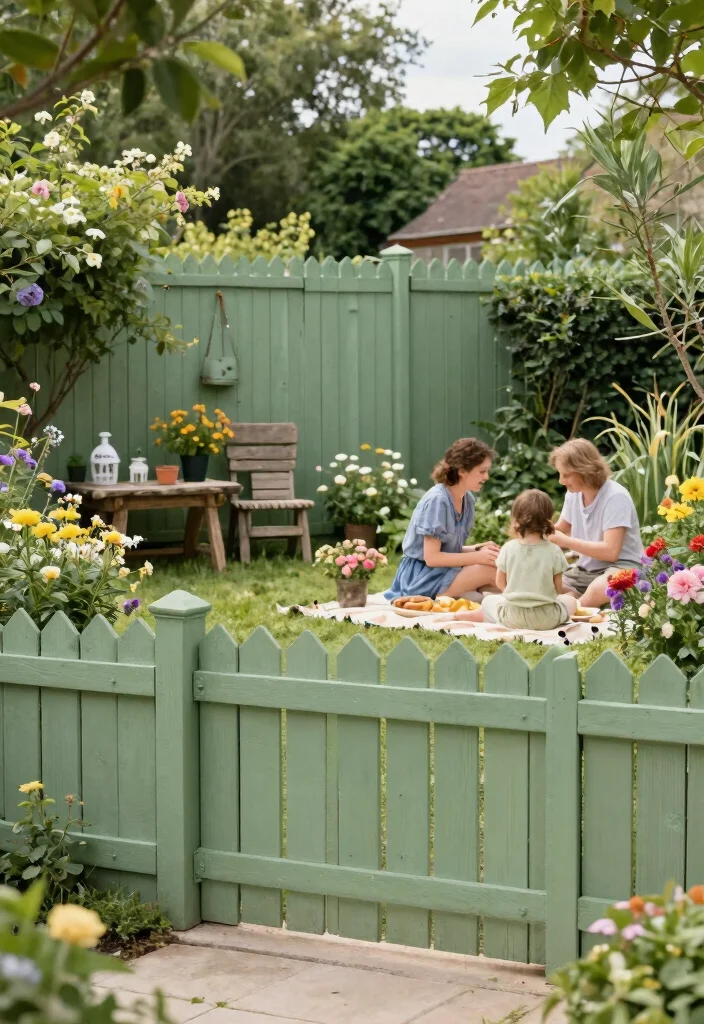 13 Fence Paint Colors That Hide Dirt from Active Families - 5. Rustic Sage Green 1