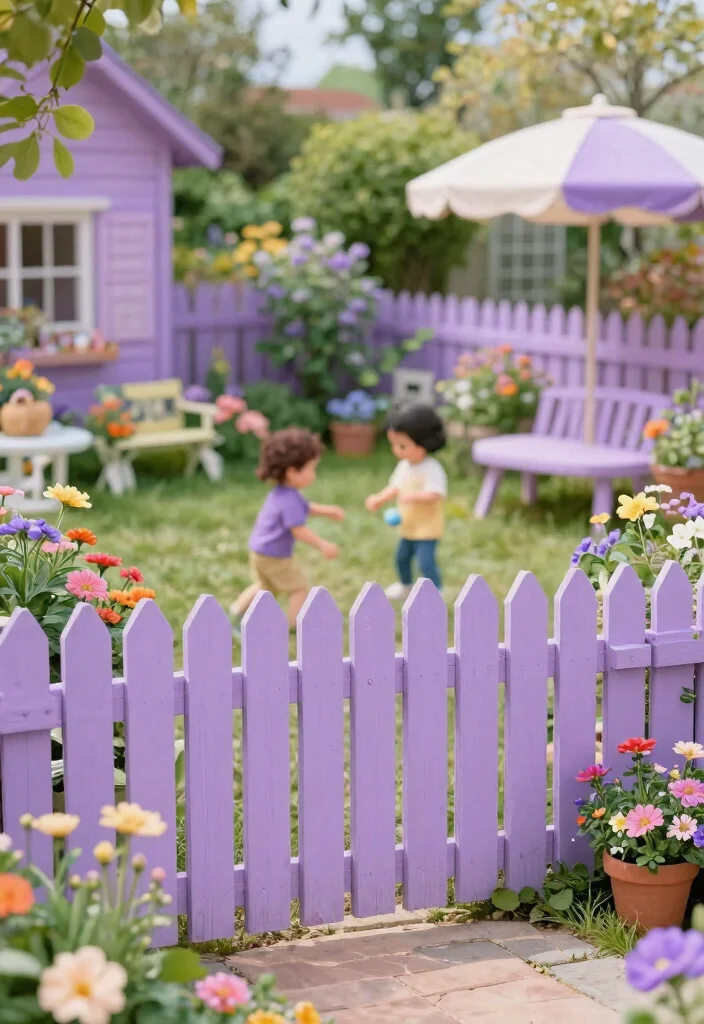 13 Fence Paint Colors That Hide Dirt from Active Families - 9. Subtle Lavender 1