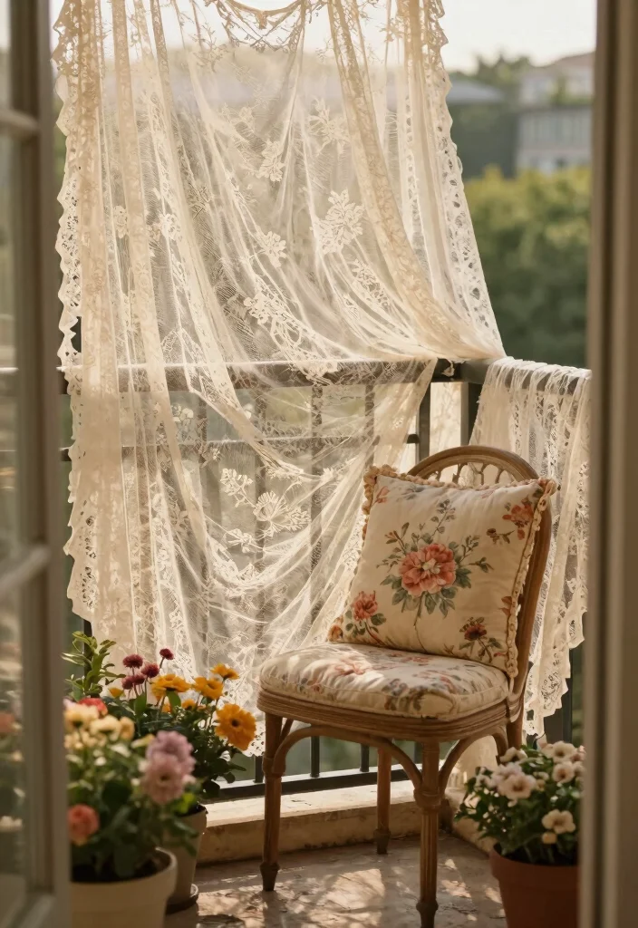 13 Pet-Safe Balcony Nets for Urban Apartment Owners - 10. Vintage Lace-Inspired Nets 1