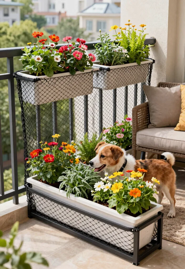 13 Pet-Safe Balcony Nets for Urban Apartment Owners - 11. Dual-Purpose Safety Nets with Planter Boxes 1