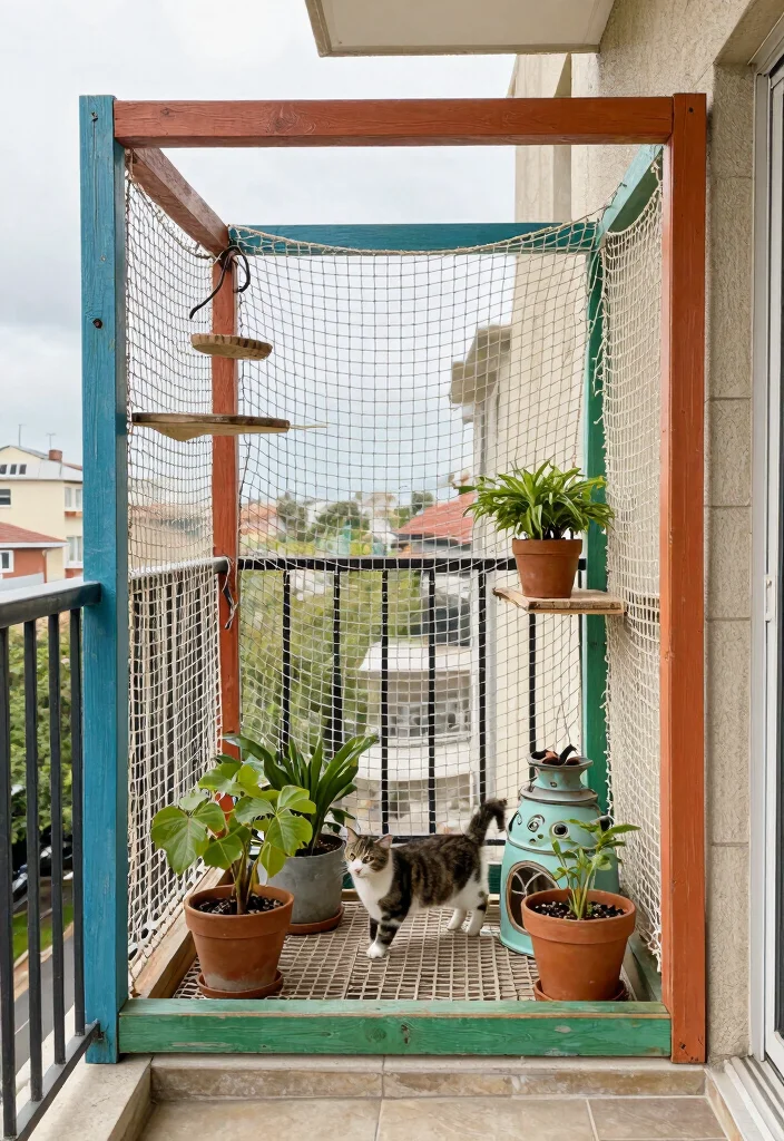 13 Pet-Safe Balcony Nets for Urban Apartment Owners - 12. DIY Balcony Nets from Upcycled Materials 1