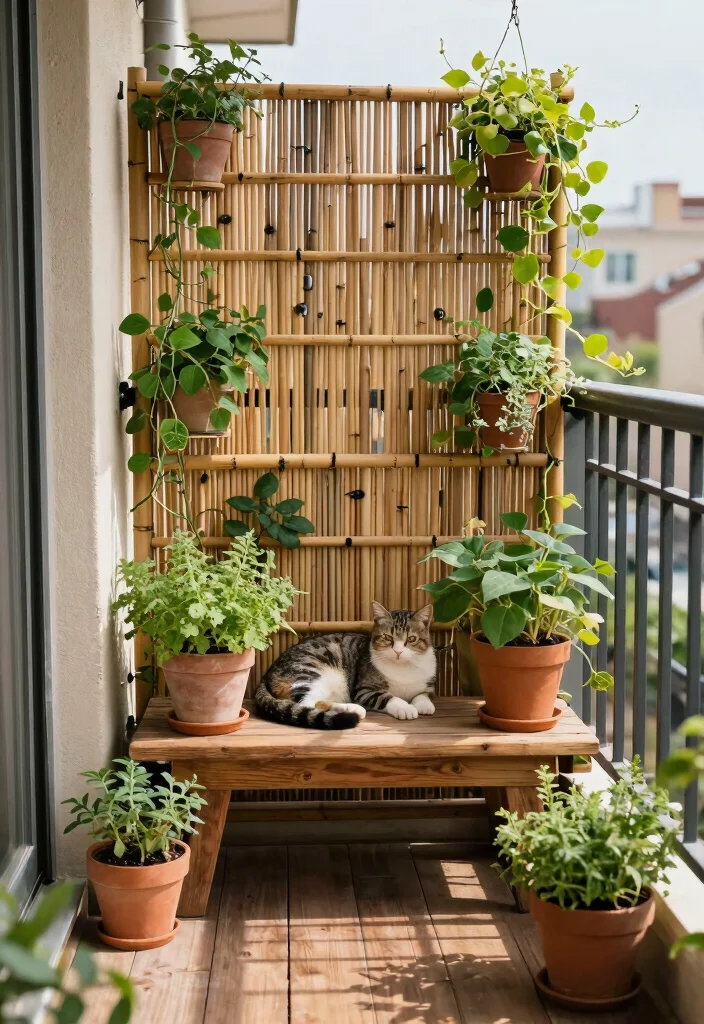13 Pet-Safe Balcony Nets for Urban Apartment Owners - 2. Decorative Bamboo Grids 1