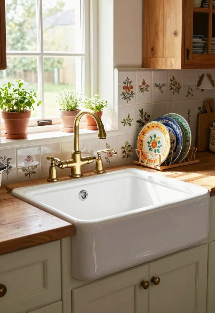 14 Cottage Kitchen Designs for Gathering Families - 1. Farmhouse Sink: A Functional Statement Piece 1
