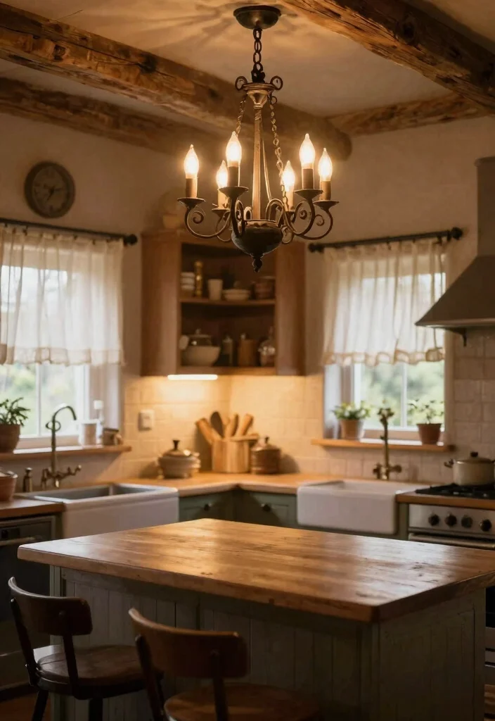 14 Cottage Kitchen Designs for Gathering Families - 8. Rustic Lighting: Setting the Mood 1
