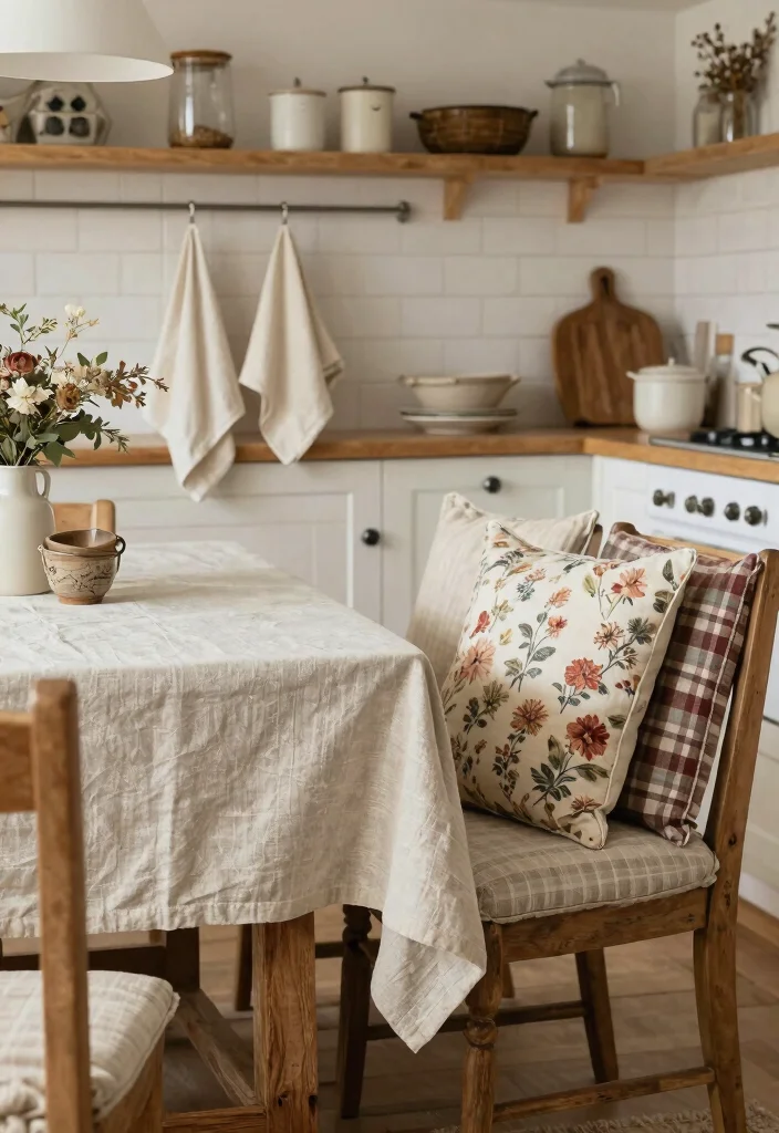 14 Cottage Kitchen Designs for Gathering Families - 9. Textured Fabrics: Adding Warmth 1