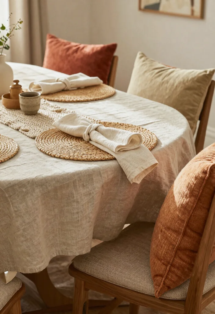 14 Dining Room Designs for Memorable Family Gatherings - 11. Textured Fabrics for Comfort 1