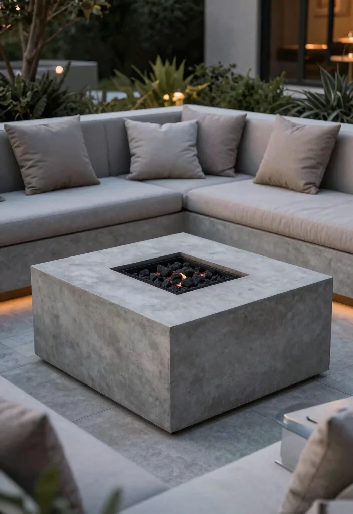 14 Epic Large Fire Pit Designs to Impress Entertainer Guests - 1. Modern Concrete Fire Pit 1