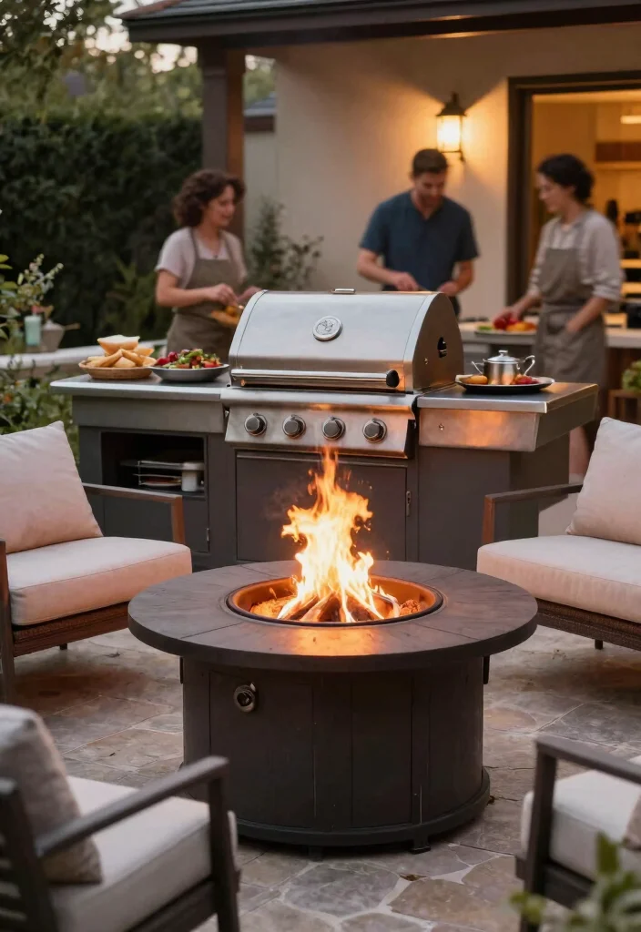 14 Epic Large Fire Pit Designs to Impress Entertainer Guests - 11. Fire Pit with Grill Feature 1