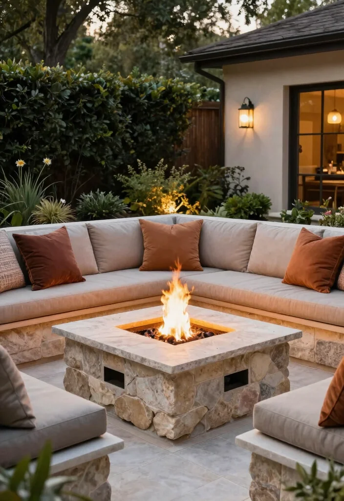 14 Epic Large Fire Pit Designs to Impress Entertainer Guests - 4. Built-In Fire Pit with Seating 1