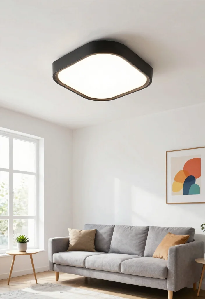 14 Living Room Lights That Make Small Spaces Feel Bigger - 1. Geometric Flush Mounts 1