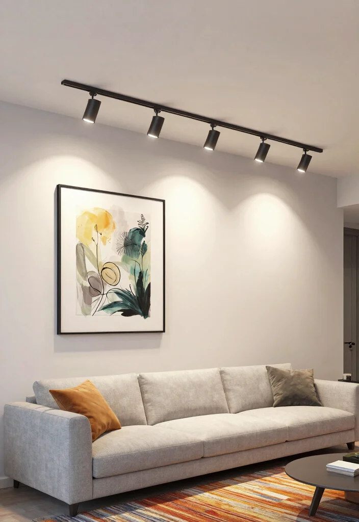 14 Living Room Lights That Make Small Spaces Feel Bigger - 12. Unique Track Lighting 1