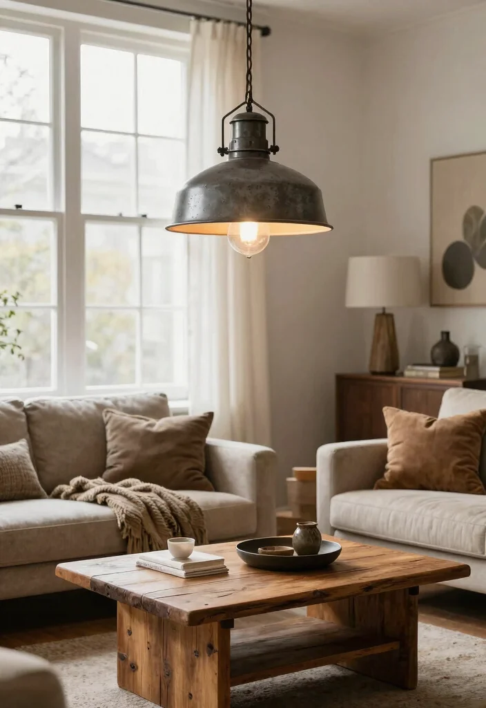 14 Living Room Lights That Make Small Spaces Feel Bigger - 6. Vintage Industrial Fixtures 1
