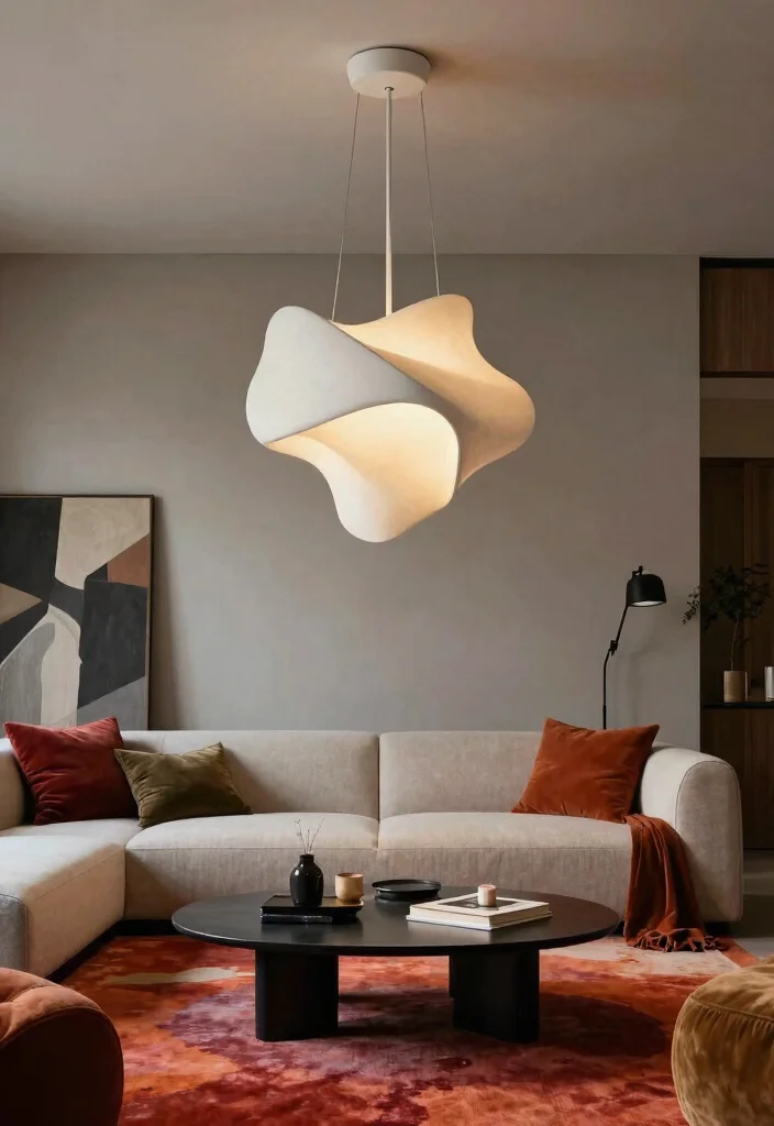 14 Living Room Lights That Make Small Spaces Feel Bigger - 7. Artistic Sculptural Lights 1