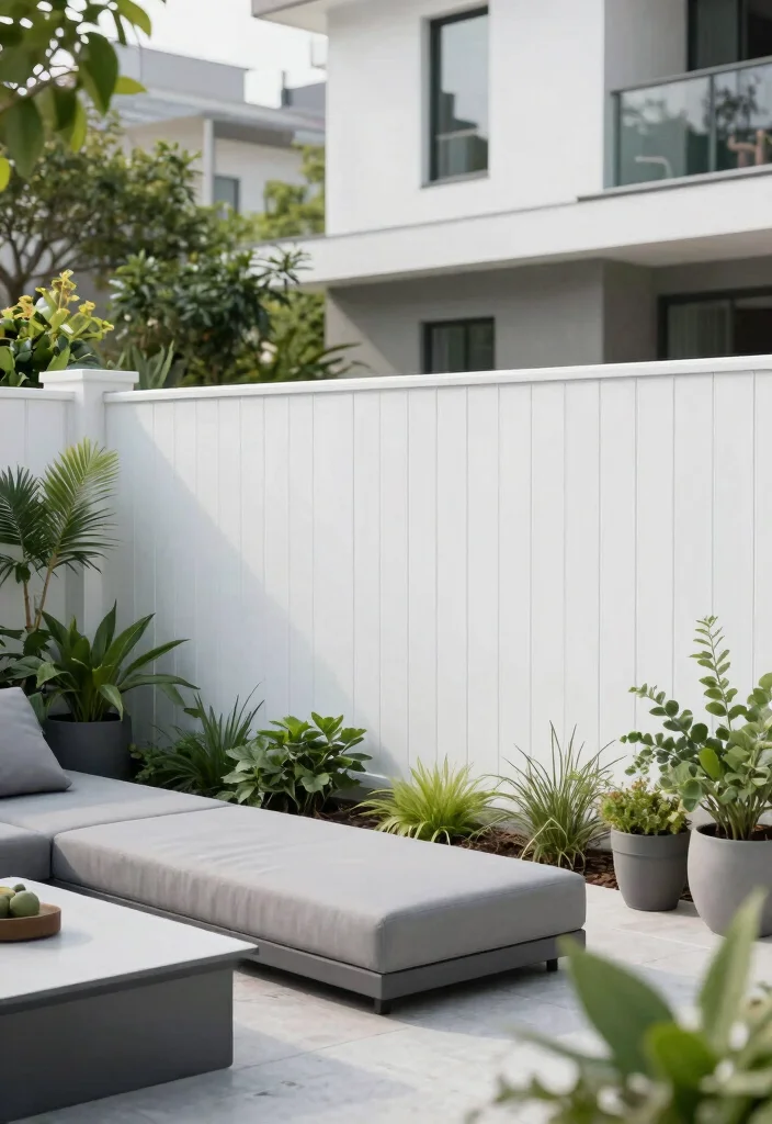 14 Maintenance-Free White Fencing for Busy Homeowners - 4. Contemporary Flat Top Fencing 1