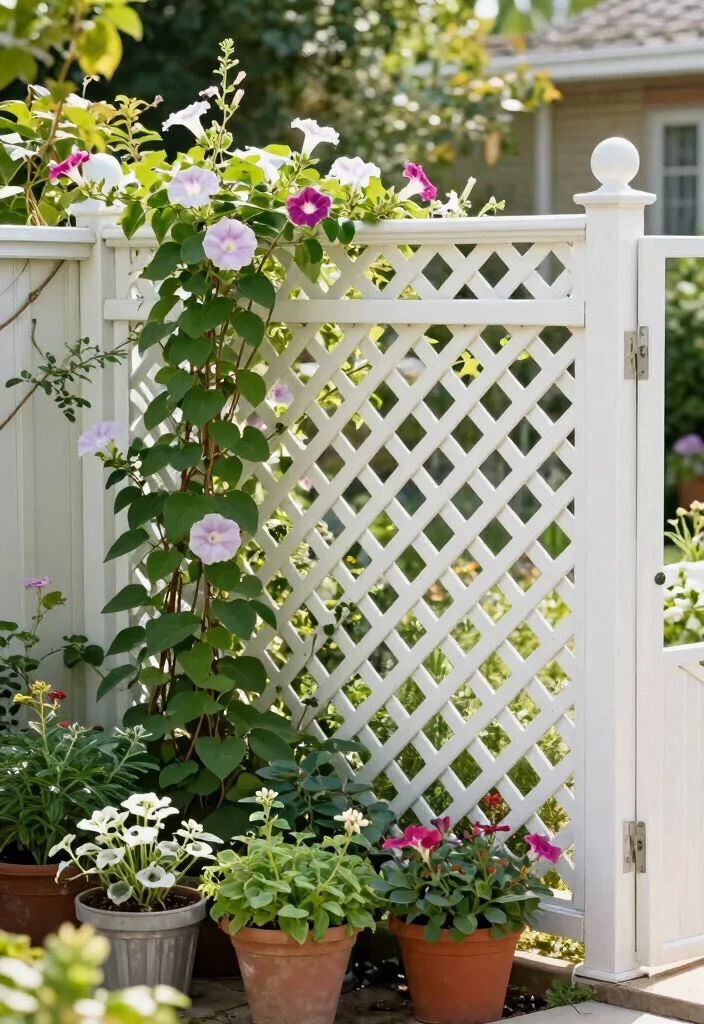 14 Maintenance-Free White Fencing for Busy Homeowners - 5. Lattice-Top Vinyl Fencing 1
