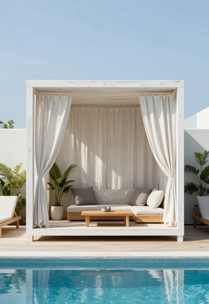 14 Resort-Style Cabana Designs for Your Backyard Pool - 1. Chic Minimalist Cabana 1