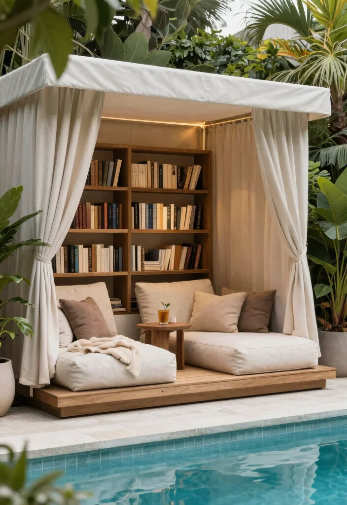 14 Resort-Style Cabana Designs for Your Backyard Pool - 10. Cozy Reading Nook Cabana 1