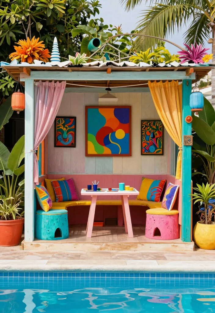 14 Resort-Style Cabana Designs for Your Backyard Pool - 11. Artsy Creative Cabana 1