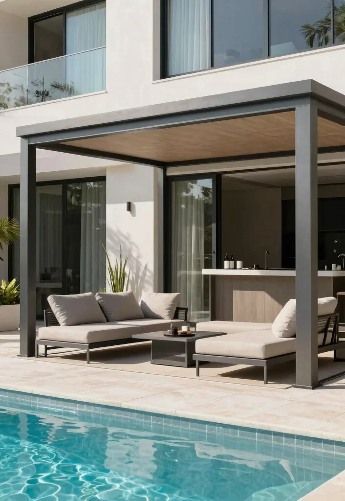 14 Resort-Style Cabana Designs for Your Backyard Pool - 5. Modern Chic Cabana 1