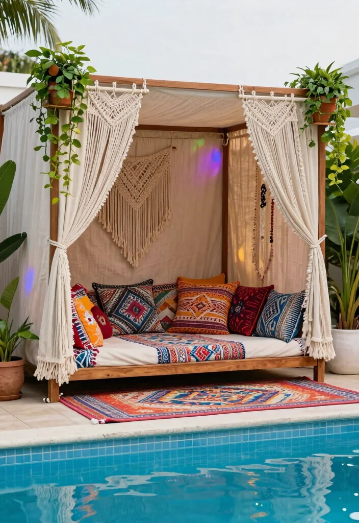 14 Resort-Style Cabana Designs for Your Backyard Pool - 6. Vintage Boho Cabana 1