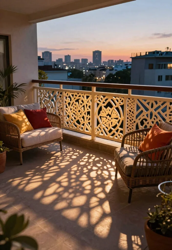 14 Sleek Balcony Railing Combos for City Living - 10. Artistic Patterned Railings 1