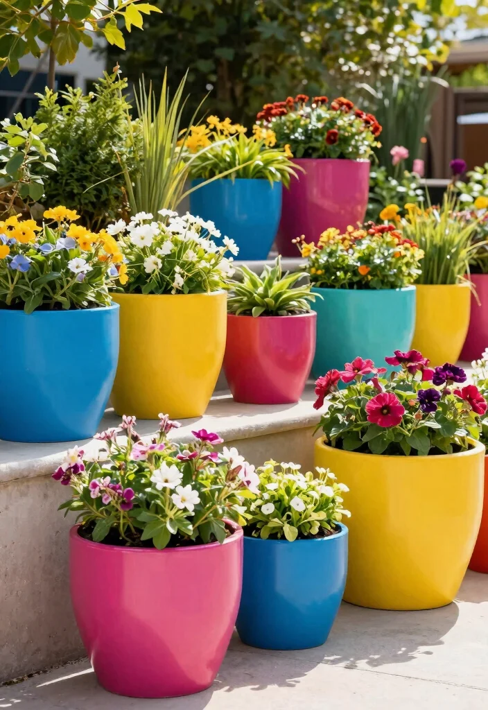 14 Statement Planters for Instagram-Worthy Yards - 10. Color-Blocked Planters 1