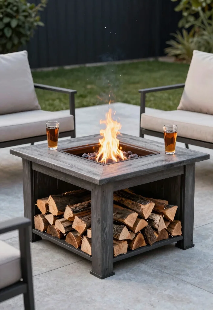 15 Budget-Friendly Fire Pit Ideas to Build Under $500 - 13. Fire Pit with Built-In Storage 1