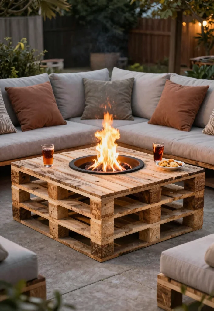 15 Budget-Friendly Fire Pit Ideas to Build Under $500 - 3. Pallet Wood Fire Pit Table 1