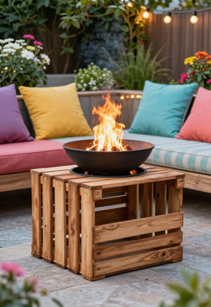 15 Budget-Friendly Fire Pit Ideas to Build Under $500 - 7. Wooden Crate Fire Pit Stand 1