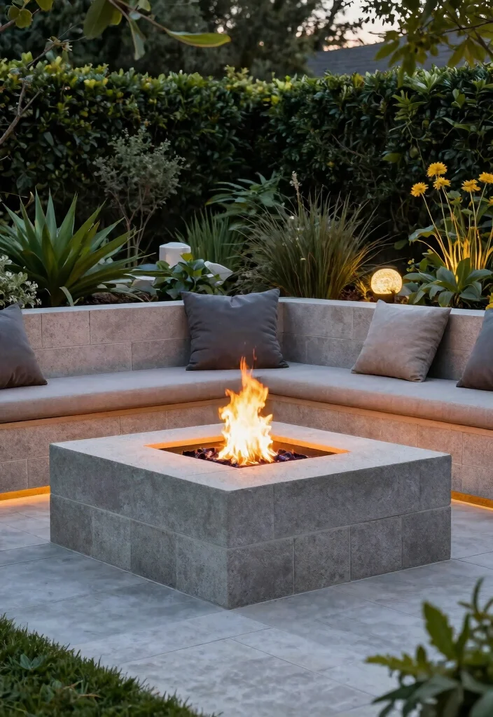 15 Budget-Friendly Fire Pit Ideas to Build Under $500 - 9. Raised Fire Pit with Seating Wall 1