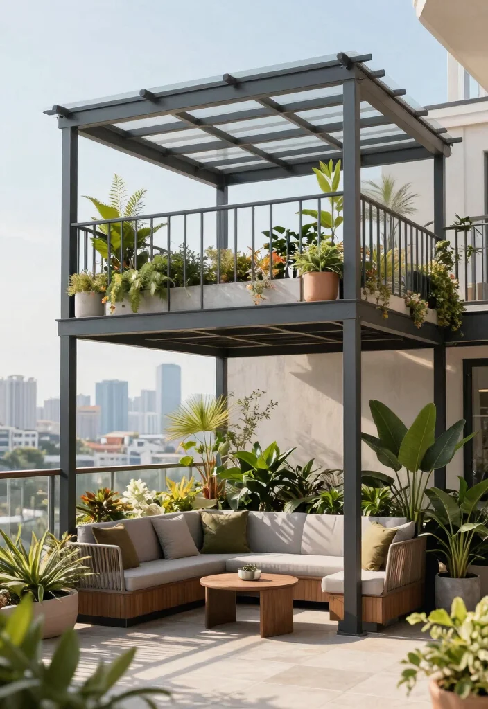 15 Compact Pergolas for Cramped Apartment Balconies - 10. Multi-Level Pergola 1