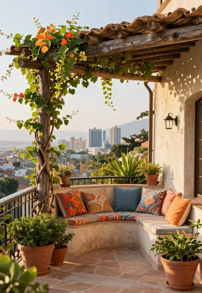 15 Compact Pergolas for Cramped Apartment Balconies - 13. Mediterranean Style Pergola 1