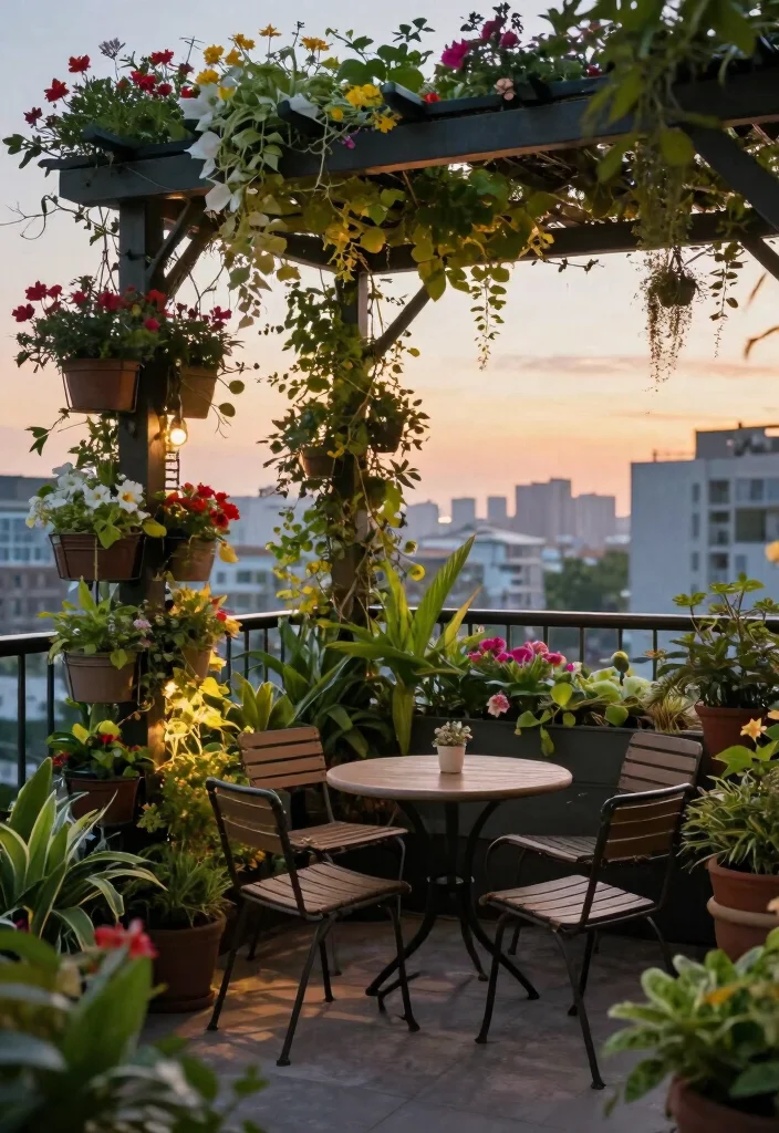15 Compact Pergolas for Cramped Apartment Balconies - 15. Vertical Garden Pergola 1
