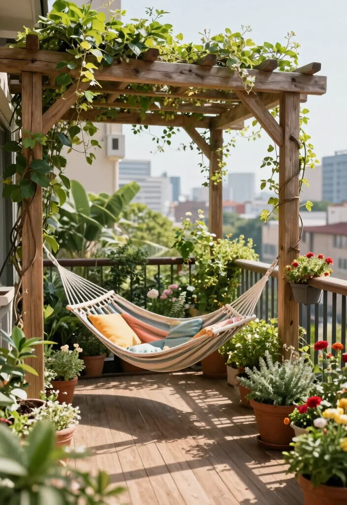 15 Compact Pergolas for Cramped Apartment Balconies - 3. Natural Wood Pergola 1