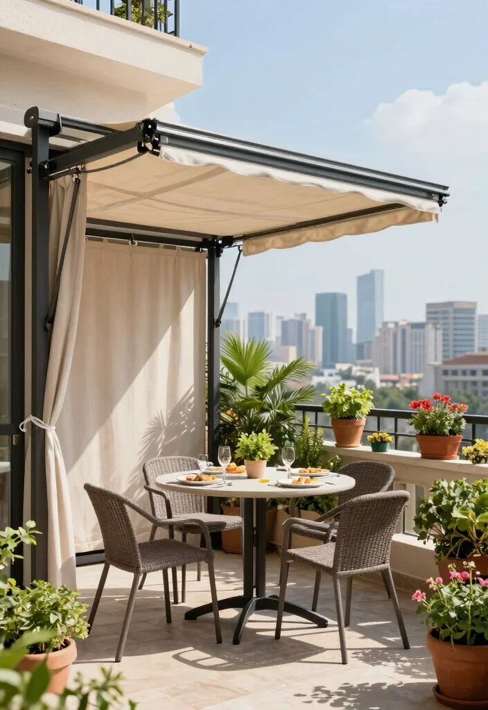 15 Compact Pergolas for Cramped Apartment Balconies - 4. Retractable Pergola 1
