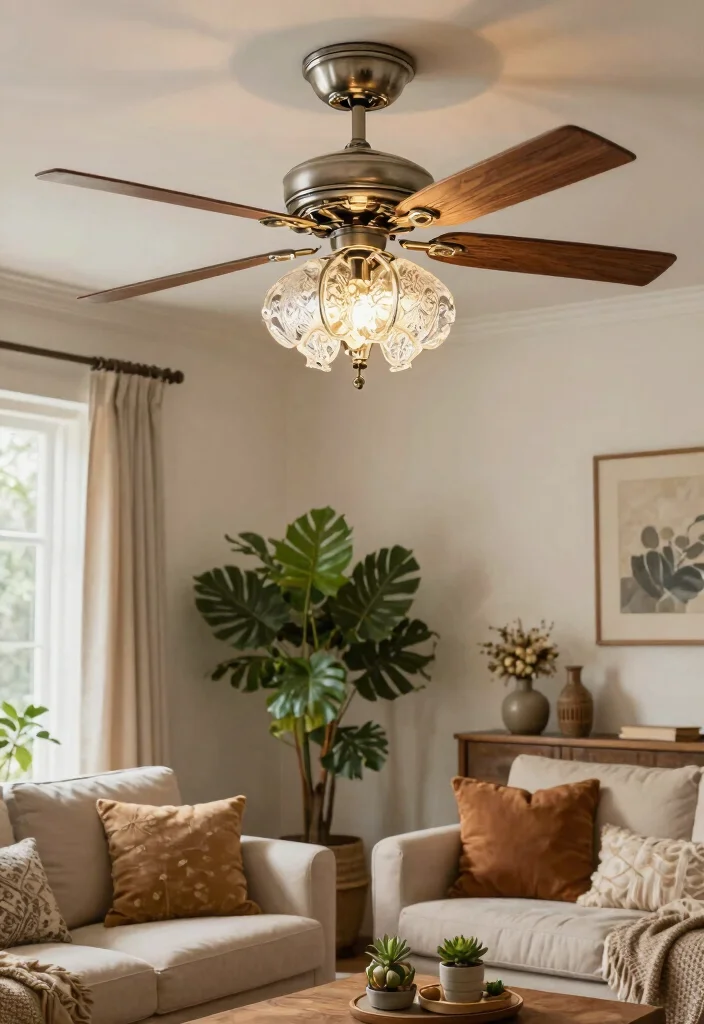 15 Farmhouse Ceiling Fans for Country-Home Fans - 14. Farmhouse Ceiling Fan with Decorative Glass 1