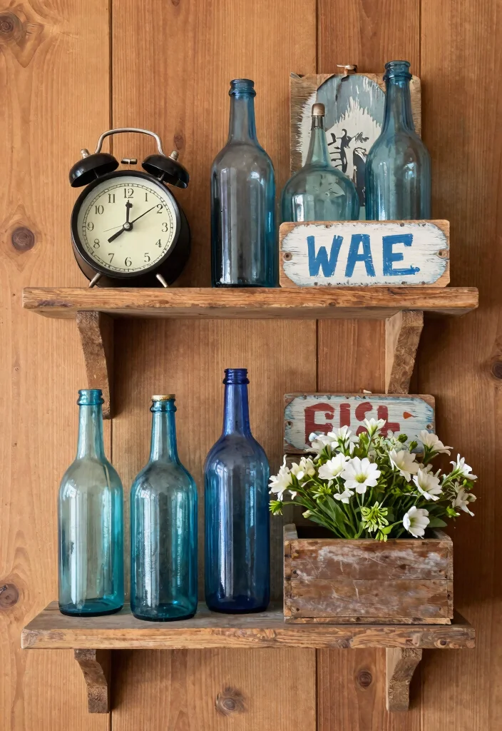 15 Styled Farmhouse Shelves for Design-Conscious Homeowners - 2. Vintage Finds and DIY Decor 1