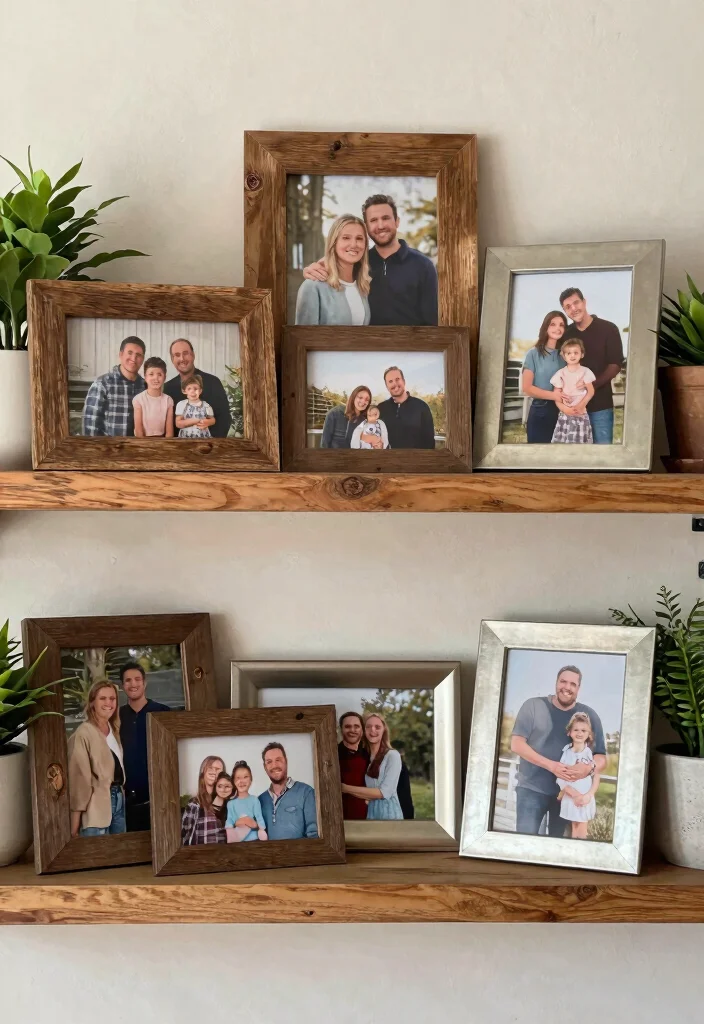 15 Styled Farmhouse Shelves for Design-Conscious Homeowners - 9. Family Photo Displays 1