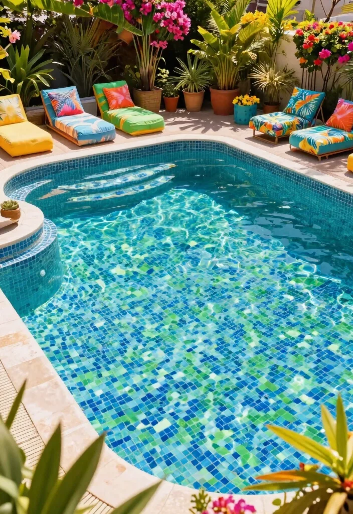 15 Tropical Lagoon Pool Designs for Paradise Seekers - 10. Vibrant Color Schemes 1