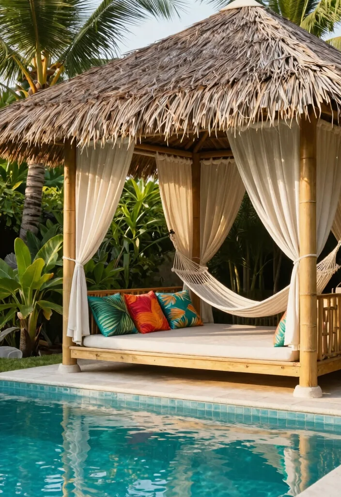 15 Tropical Lagoon Pool Designs for Paradise Seekers - 4. Poolside Cabana Retreat 1