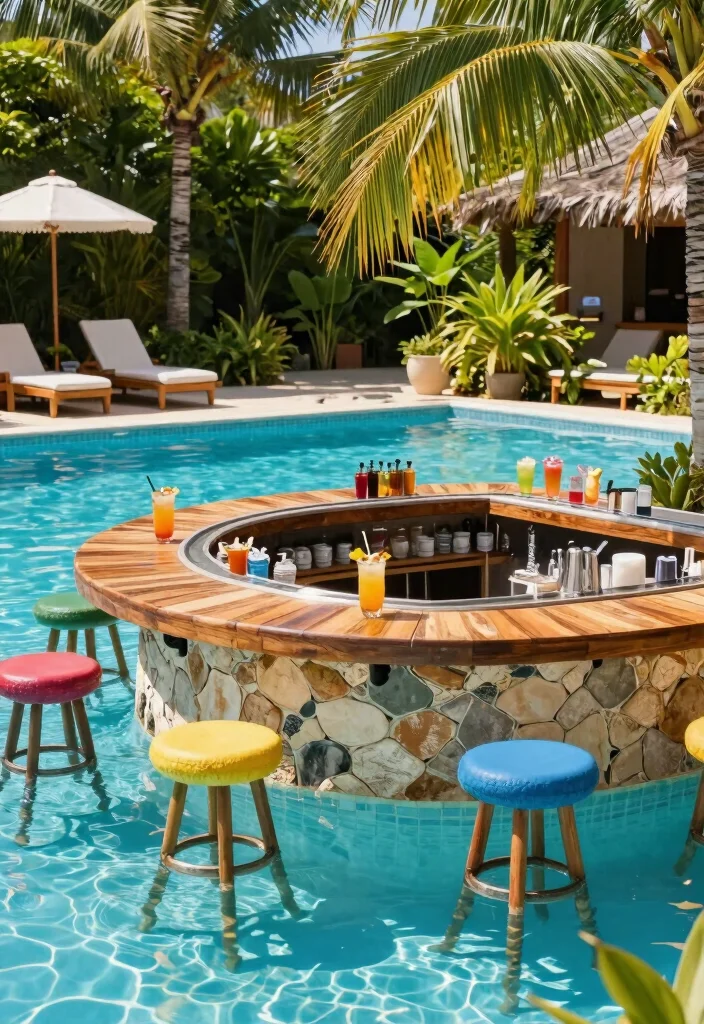 15 Tropical Lagoon Pool Designs for Paradise Seekers - 7. Serene Swim-Up Bar 1